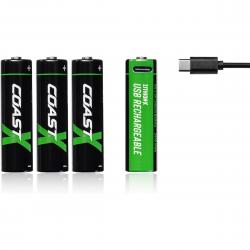 COAST 1,5V AAA USB-C Genopladelige Batterier (Inkl. Ladekabel) - 4 stk. - Batteri