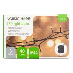 Nordichcul String Light,1.5m,20l,ip 44, Battery Timer,ww,50cm - Lyskæde
