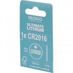 Deltaco Ultimate Lithium Battery, 3v, Cr2016 Button Cell, 1-pack - Batteri